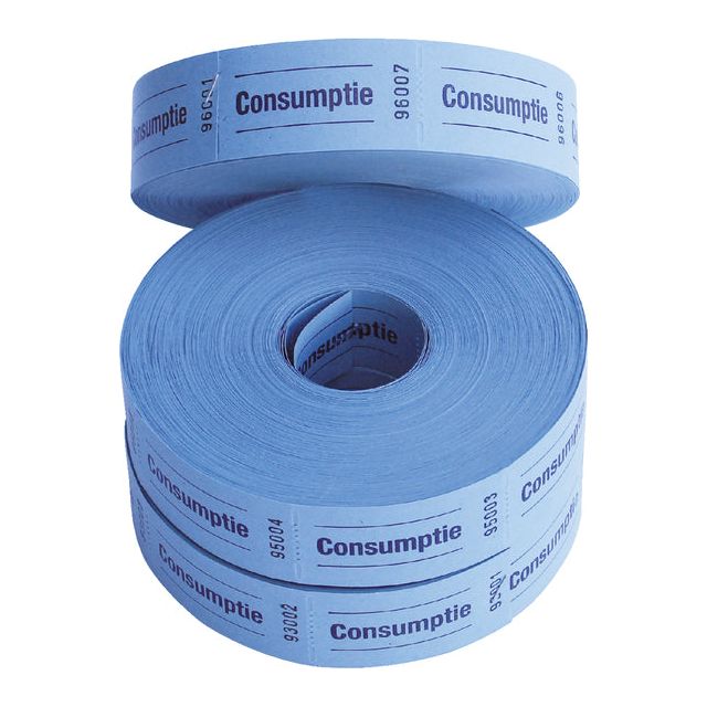 Combicraft - Consumptiebon 57x30mm 2-zijdig 2x1000 stuks blauw