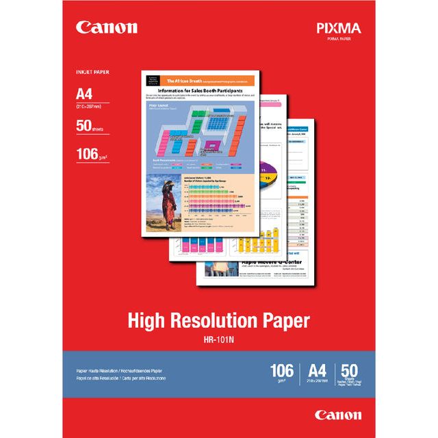 Canon - Papier à jet d'encre Canon HR -101 A4 106GR | Pack de 50 draps