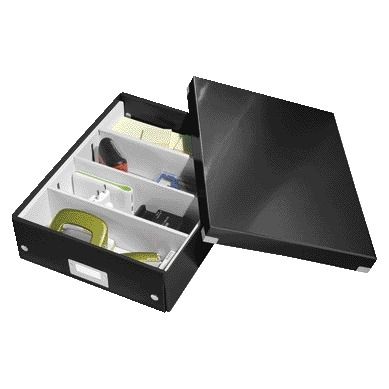 Leitz -  Opbergdoos Wow Click Store organiser 280x100x370mm middel gerecycled karton zwart