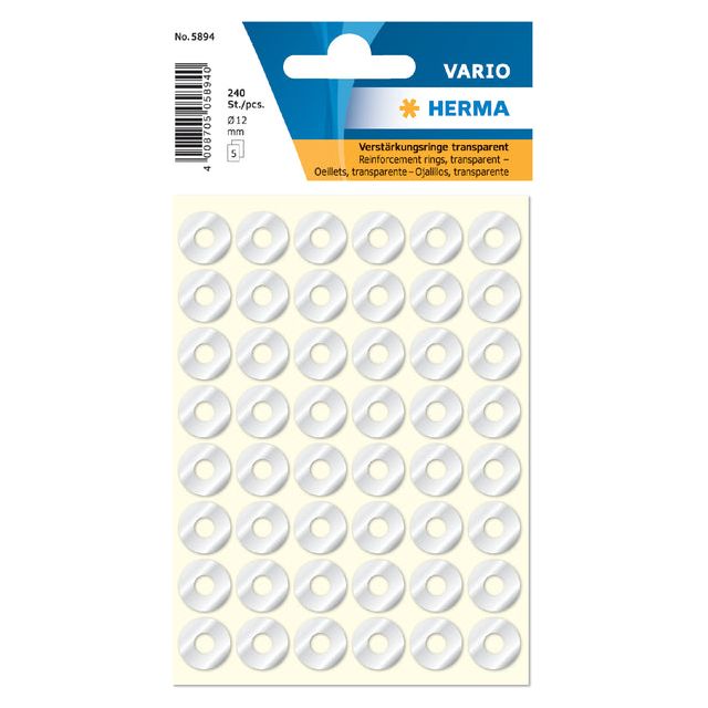 HERMA - SANTILSEMENTS RENFORCEMENT HERMA 5894 12 mm 240 pièces | Blister une feuille à 5 | 100 pieces