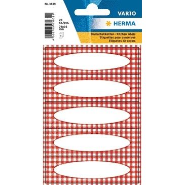 HERMA -  Etiket  3639 keuken ruit rood | 10 stuks