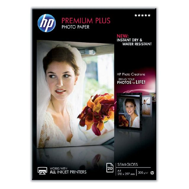 HP - Papier à jet d'encre HP CR673A A4 300gr Semi Gloss | Pack de 20 feuilles