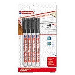 Edding -  Viltstift  400 rond 1mm zwart blister à 4 stuks