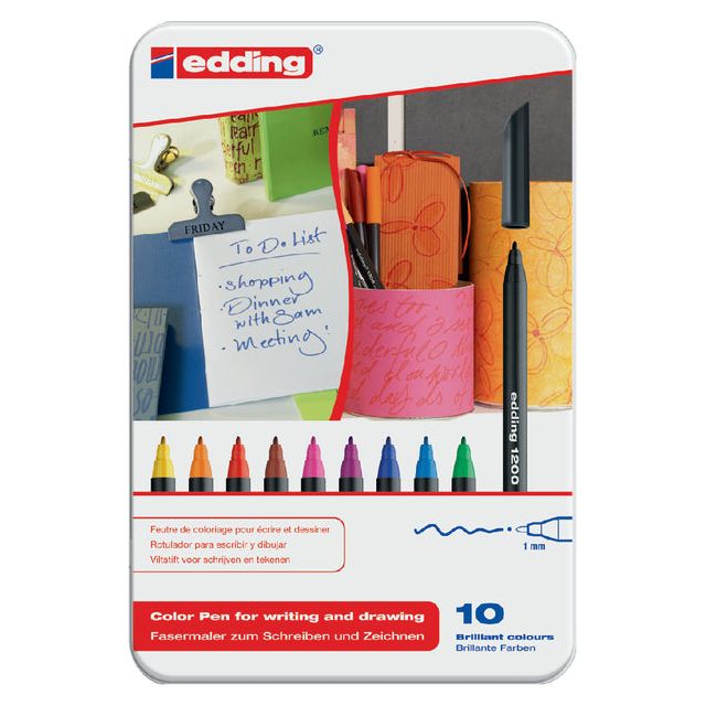 Edding - Fineliner Edding 1200 Fine Assorti | Tin un 10 morceau