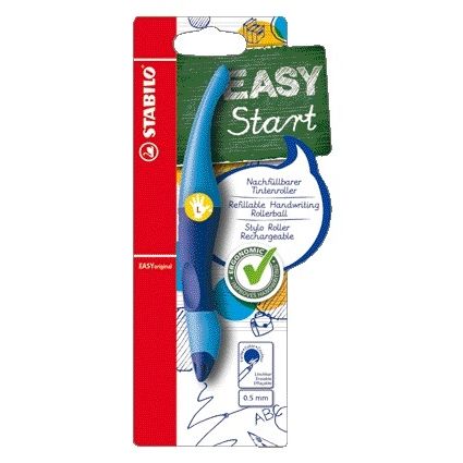 STABILO - Bolígrafo roller Easyoriginal zurdo azul claro/oscuro blister de 1 unidad | 3 piezas