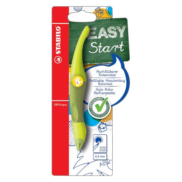 STABILO - ROLLERPEN Easyoriginal Gauche M LIM / GREEN | Blister une pièce 1 | 3 pièces