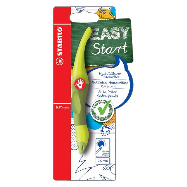 STABILO - ROLLERPEN Easyoriginal Right M LIM / GREEN | Blister une pièce 1 | 5 pièces