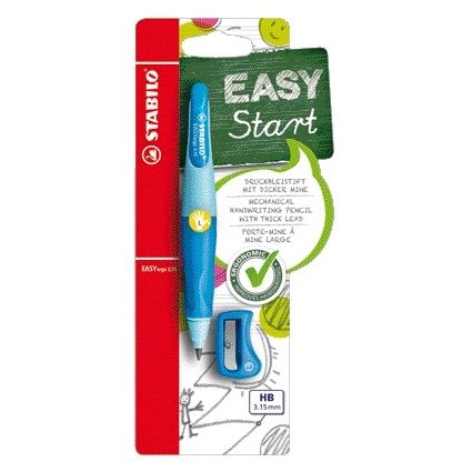 Stabilo - Portaminas Easyergo HB 3,15 mm izquierda azul/azul oscuro incl sacapuntas blister de 1 pieza | 3 piezas