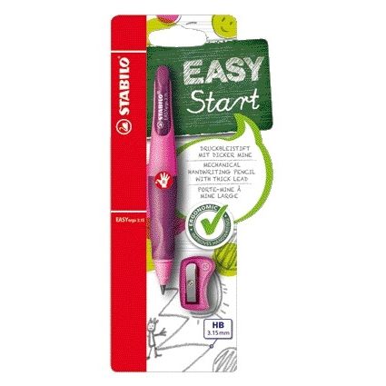 Stabilo - Mechanical pencil Easyergo HB 3.15mm right-handed pink/lilac incl pencil sharpener blister of 1 piece