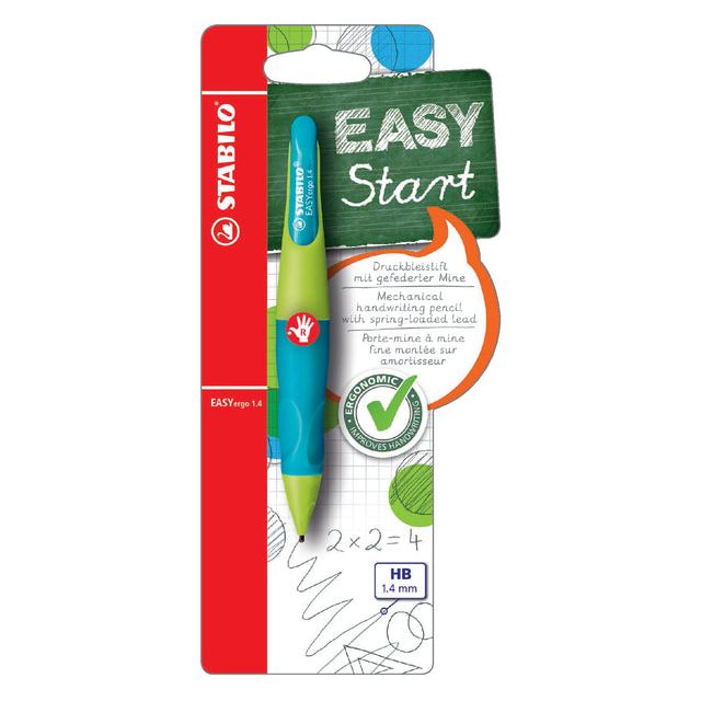 STABILO - EASYergo vulpotlood, 1,4 mm, voor rechtshandigen, blister van 1 stuk, groen en marine