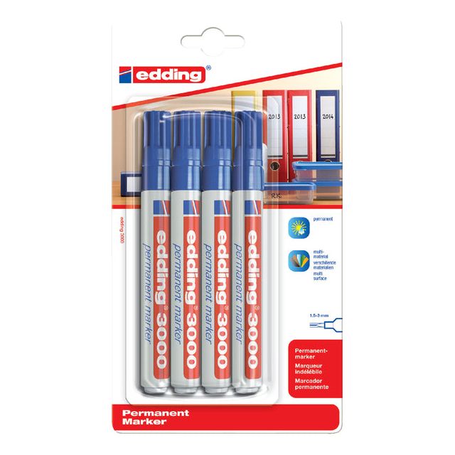 Edding - Viltstift  3000 rond 1.5-3mm blauw | 10 stuks