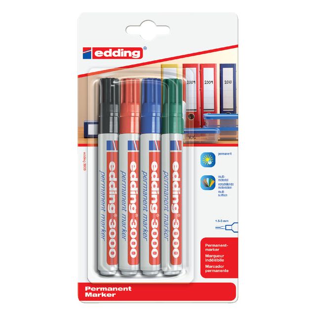 Edding - Viltstift edding 3000 rond assorti 1.5-3mm blister à 4st | 10 stuks