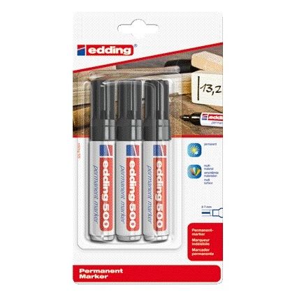 Edding -  Viltstift  500 schuin 2-7mm zwart blister à 3 stuks