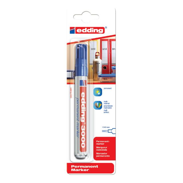 Edding - Felt -Tip Edding 3000 autour de 1,5 à 3 mm bleu | Blister un 1 morceau