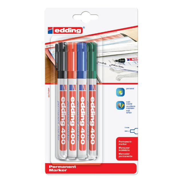 Edding - Felt -tip Edding 400 environ 1 mm Assorti | Blister un 4 pièces