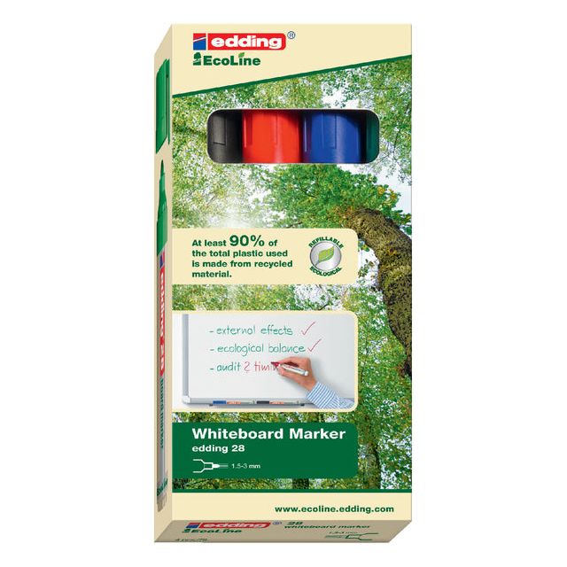 Edding Ecoline - Felt-stild edding 28 Whiteboard Eco environ 1,5-3 TSA | Régler un 4 morceau