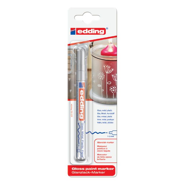 Edding - Felt -Tip Edding 751 peinture autour de 1-2 mm blist1 argent | Blister une pièce 1 | 10 morceaux