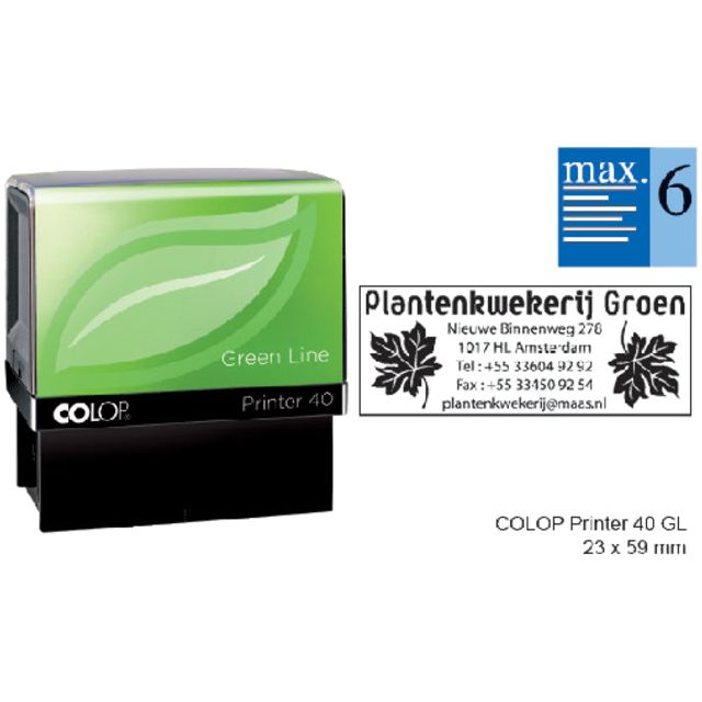 Colop - Tekststempel 40 green line personaliseerbaar 6regels 59x23mm