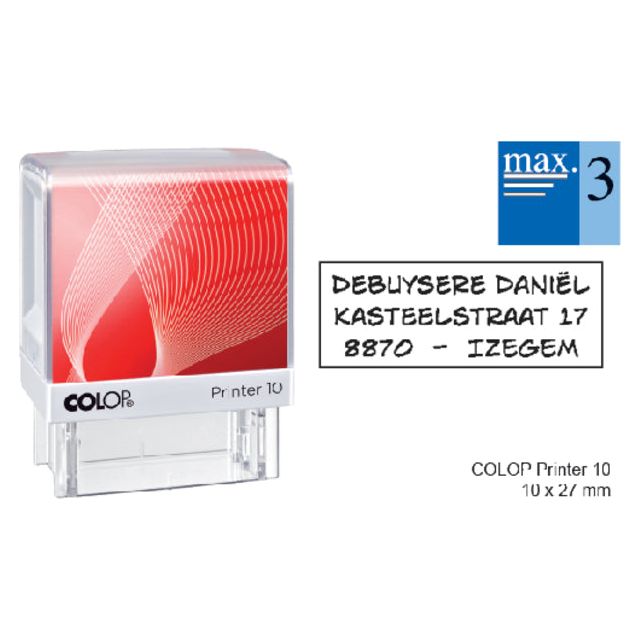 Colop - Tekststempel Printer 10 personaliseerbaar 3regels 27x10mm