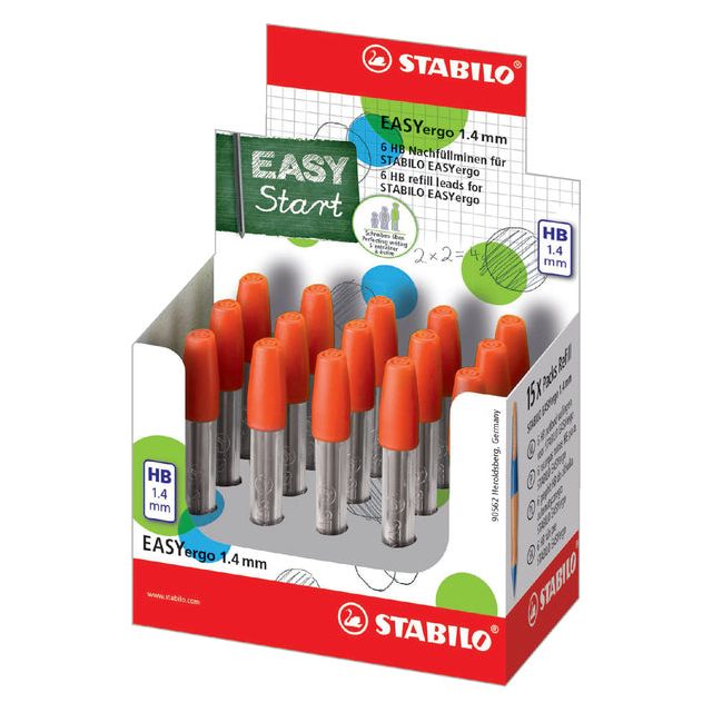 STABILO - EASYergo potloodstift, 1,4 mm, HB, koker van 6 stuks