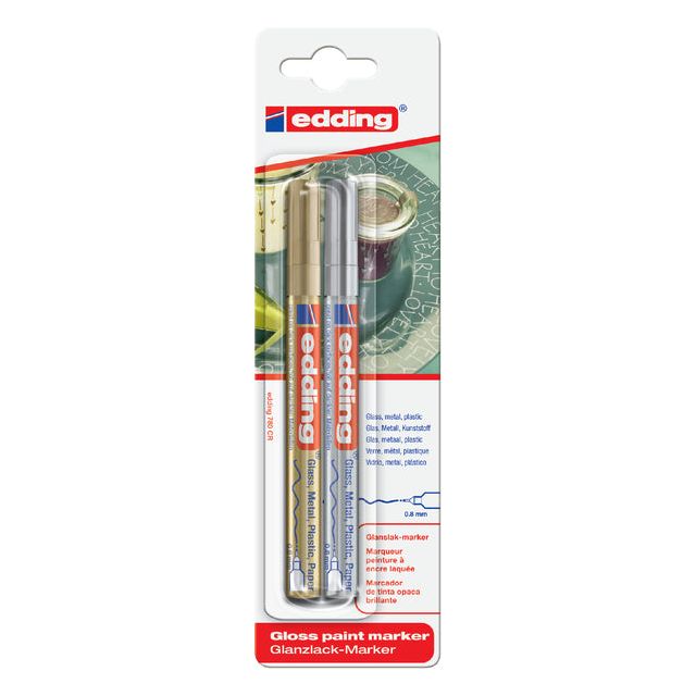 Edding - Felt -Tip Edding 780 peinture autour de 0,8 mm d'or et d'argent | Blister un 2 pièces