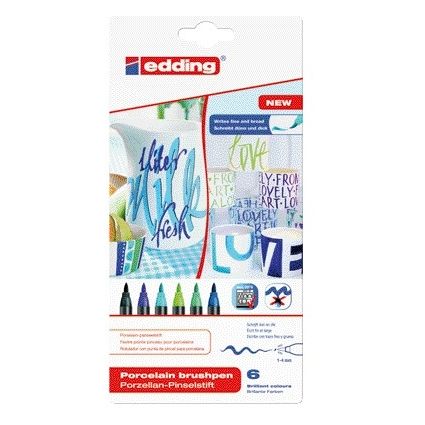 Edding - Brushpen 4200 in porcellana dai colori freddi, astuccio da 6 pezzi