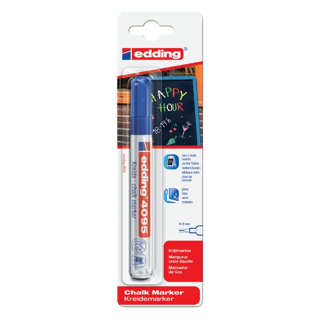 Edding - Krijtstift edding 4095 rond blauw 2-3mm  blister