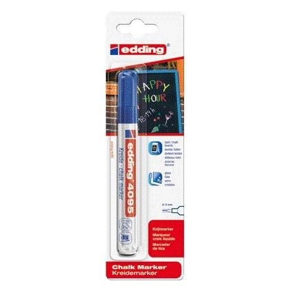 Edding - Rotulador de tiza 4095 redondo 2-3 mm azul blister de 1 pieza | 10 piezas