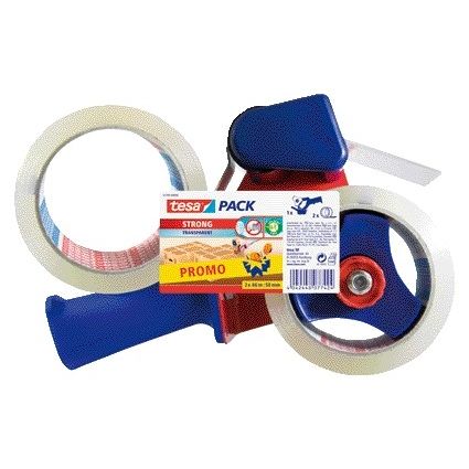 Tesa - Chiudiscatola manuale con 2 rulli 66mx50mm trasparente