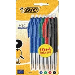 Bic - Bolígrafo M10 mediano surtido blister de 10+4 gratis