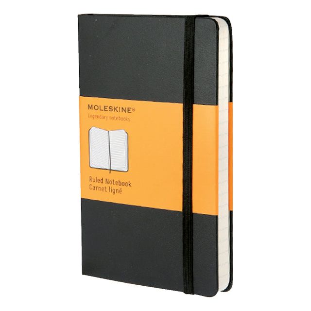 Moleskine - notitieboek, ft 9 x 14 cm, gelijnd, harde cover, 192 bladzijden, zwart