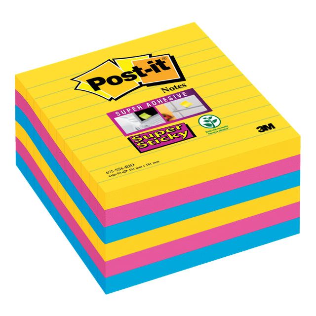 Post-it-MemoBlok 3M Post-It 675 Super Sticky 101x101mm Rio | Sich ein 6 -Stück schnappen