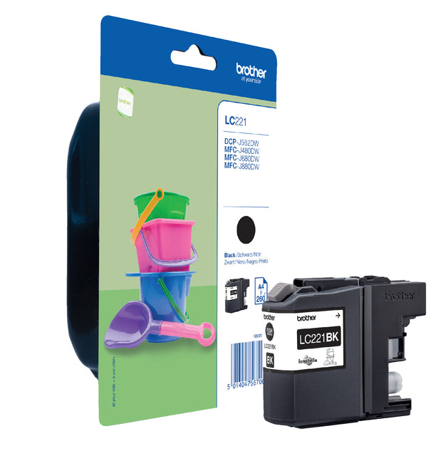 Frère - Inkcartridge Brother LC -221BK Black | 1 pièce | 5 pièces