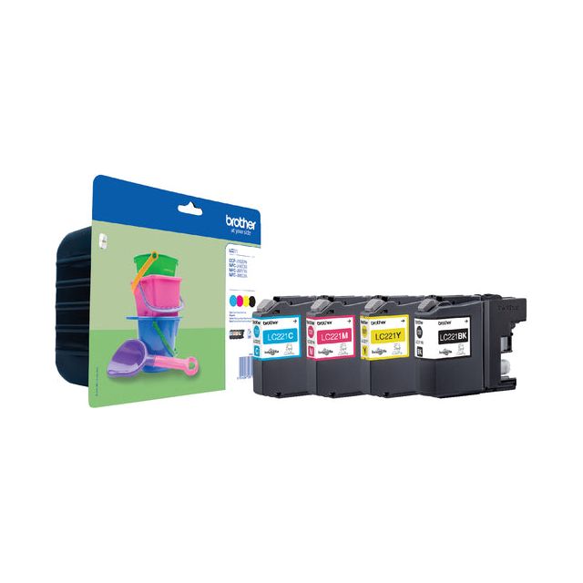 Frère - Inkcartridge Brother LC -221VALBP noir + 3 couleurs | Blister un 4 pièces