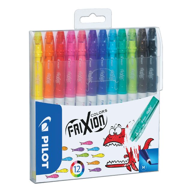 Pilot - viltstift Frixion Colors, etui met 12 stuks