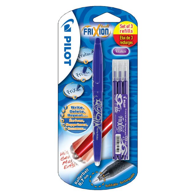 Pilot - Rollerpen PILOT Frixion BL-FR7  0.35mm + 3 vullingen paars