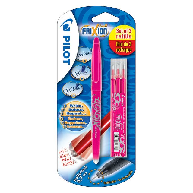 Pilot - Rollerpen PILOT Frixion BL-FR7  0.35mm + 3 vullingen roze