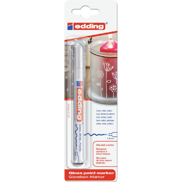 Edding - Viltstift edding 751 lakmarker rond wit 1-2mm blister