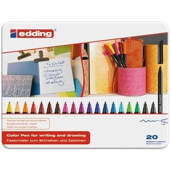 Edding - Fineliner 1200 feine, sortierte Dose mit 20 Stück