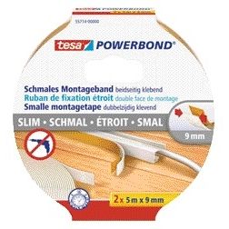 Tesa - Montaje doble cara ® Powerbond Small 5mx9mm blanco 2 piezas