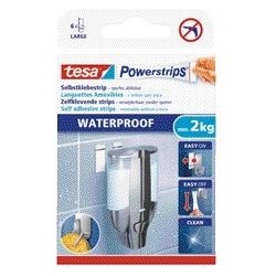 Tesa - Tiras adhesivas Powerstrips® impermeables GRANDES doble cara 2kg 6 piezas
