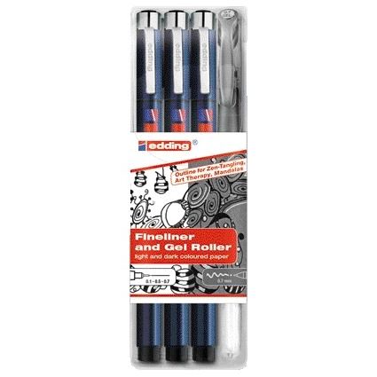 Edding - Felt-tip pen 1800/2185/4S tangle assorted case of 4 pieces