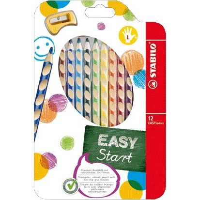 Stabilo -  EASYcolors, ergonomisch kleurpotlood, linkshandig, extra dikke 4.2 mm kern, etui met 12 kleuren