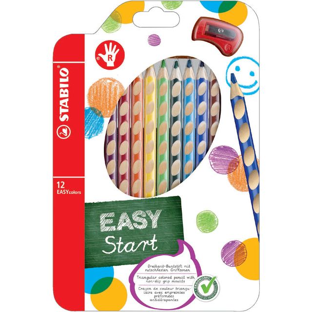 Stabilo - Kleurpotloden Easycolors rechtshandig etui à 12 kleuren | 12 stuks