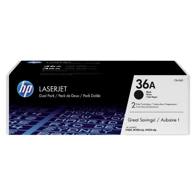 HP - Tonercartridge CB436AD 36A zwart 2x