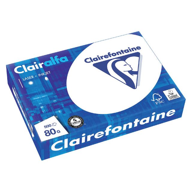 CLAIREFONTAINE - Copier Paper Clairefontaine Clairalfa A4 80GR WT | Pak une feuille de 500 | 5 pièces