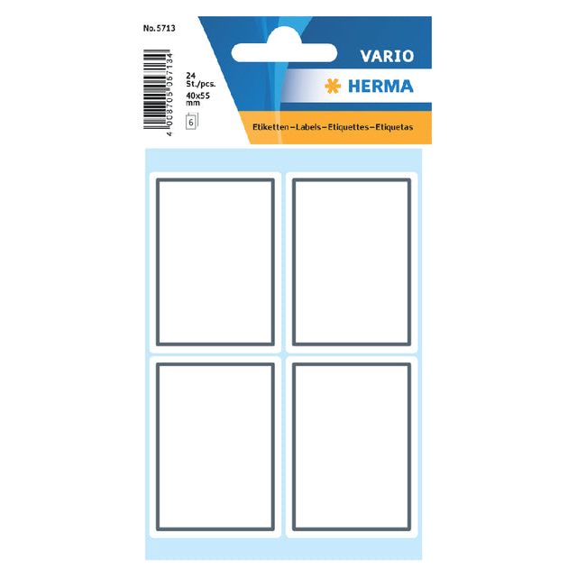 Herma - Herma 5713 Label 40x55mm Schreiben von grauem Rahmen 24st | Blasen Sie ein 6 Blatt