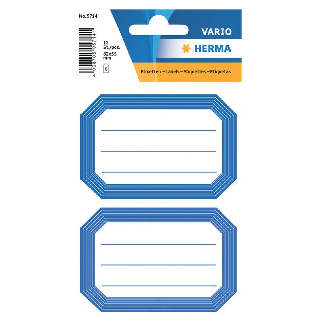 HERMA - Etiket 5714 82x55mm schrift blauwe rand 12 stuks | 10 stuks