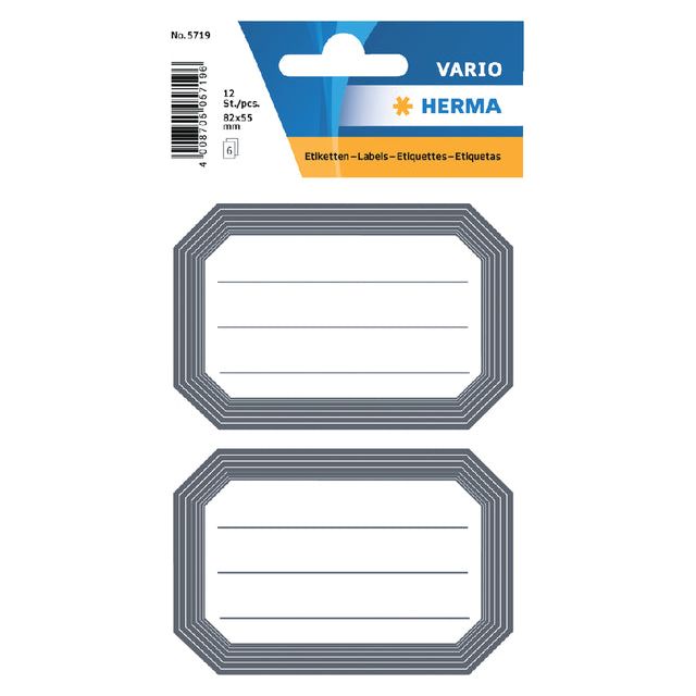 Herma - Herma 5719 Label 82x55mm Script Gray Edge 12st | Blister une feuille à 6 | 10 morceaux