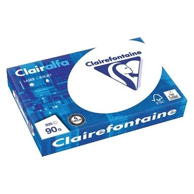 Clairefontaine -  Kopieerpapier Clairalfa A4 90gr wit 500 vel | 5 stuks